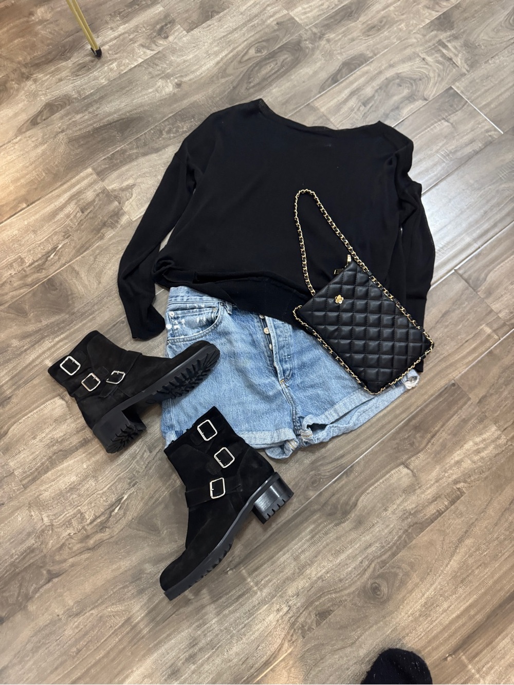 Faux quilted leather chain around crossbody bag